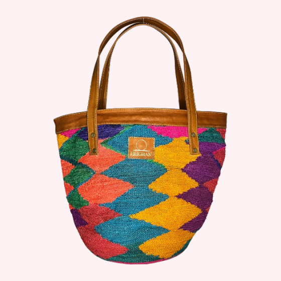 Bolso Orchid en fibra de Cabuya y Piel de ternera