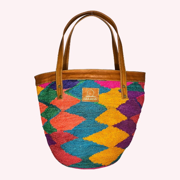 Bolso Orchid en fibra de Cabuya y Piel de ternera