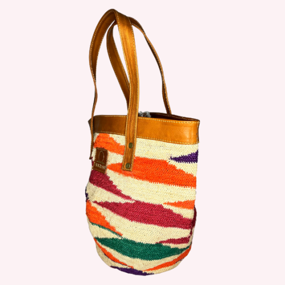 Bolso Moon en fibra de Cabuya y Piel de ternera