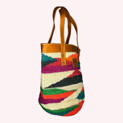 Bolso Rainbow en fibra de Cabuya y Piel de ternera