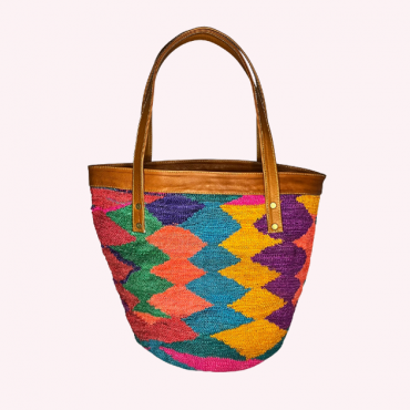 Bolso Orchid en fibra de Cabuya y Piel de ternera