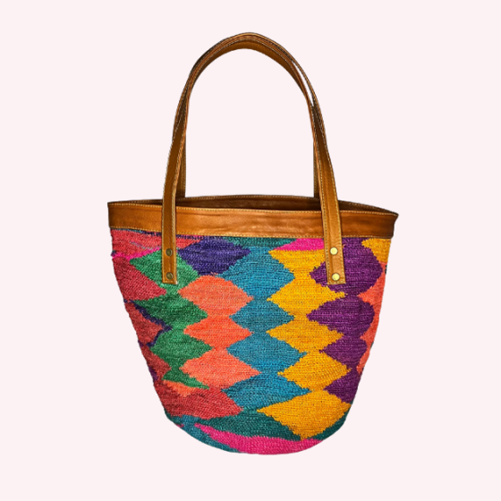 Bolso Orchid en fibra de Cabuya y Piel de ternera