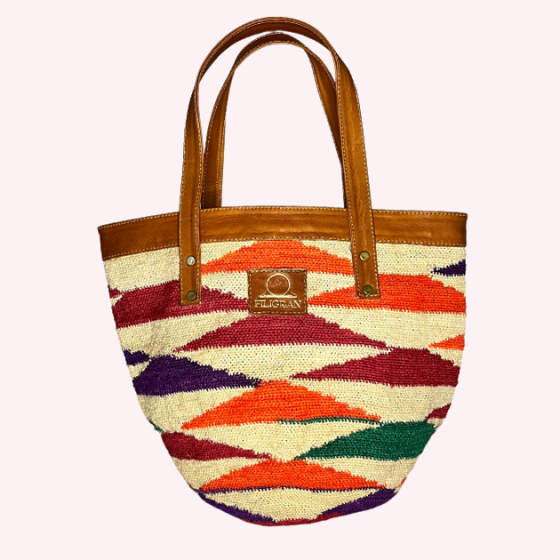 Bolso Moon en fibra de Cabuya y Piel de ternera
