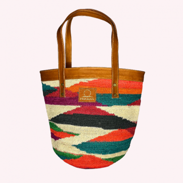 Bolso Rainbow en fibra de Cabuya y Piel de ternera